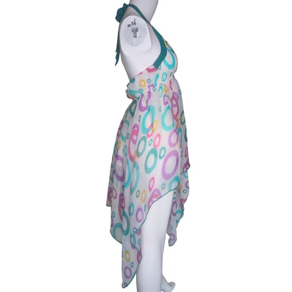 Boho Handkerchief Halter Dress XXS Babydoll Asymmetric Sheer Y2K Fairy Vacation - Picture 2 of 7